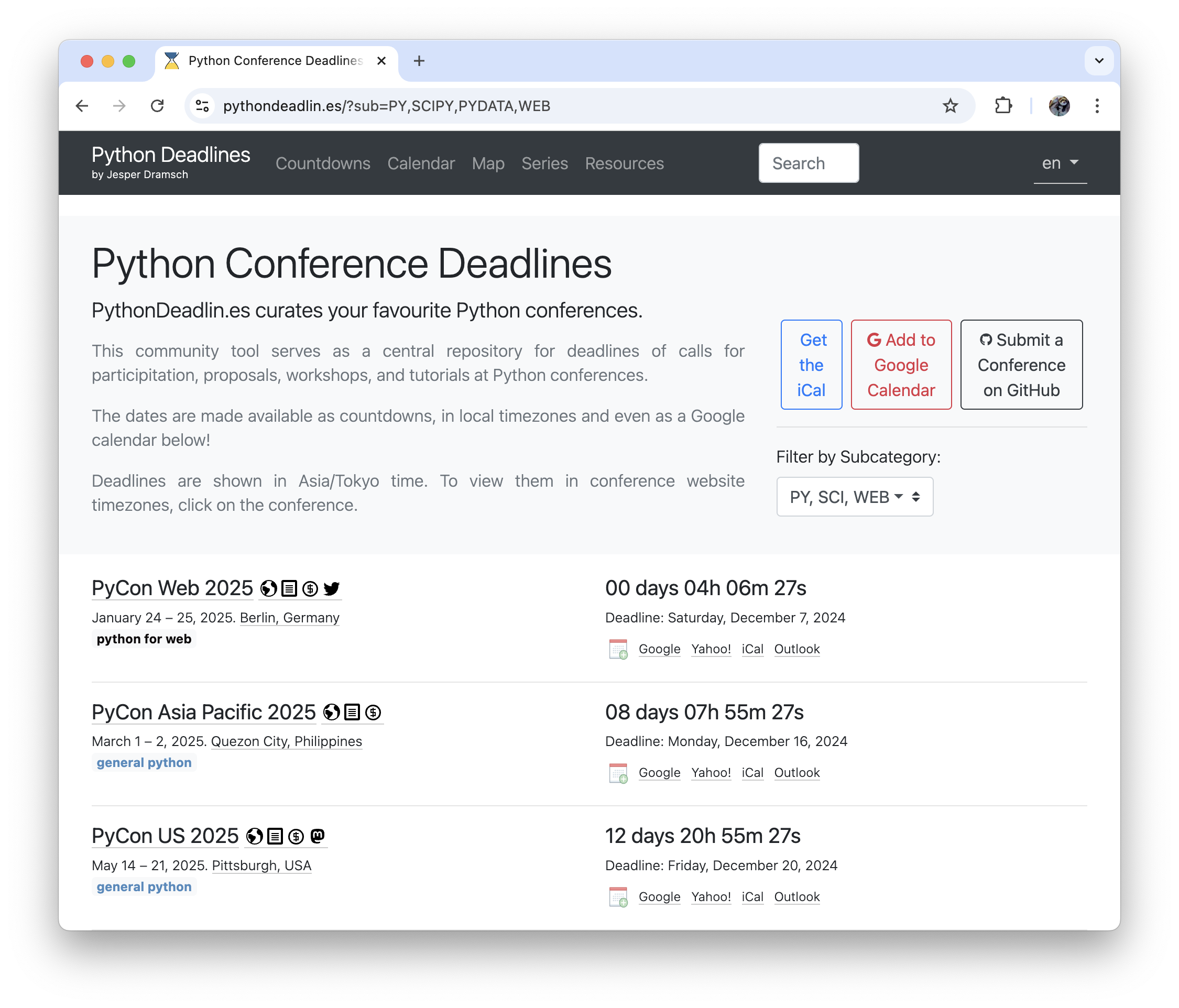 Python Conference Deadlines